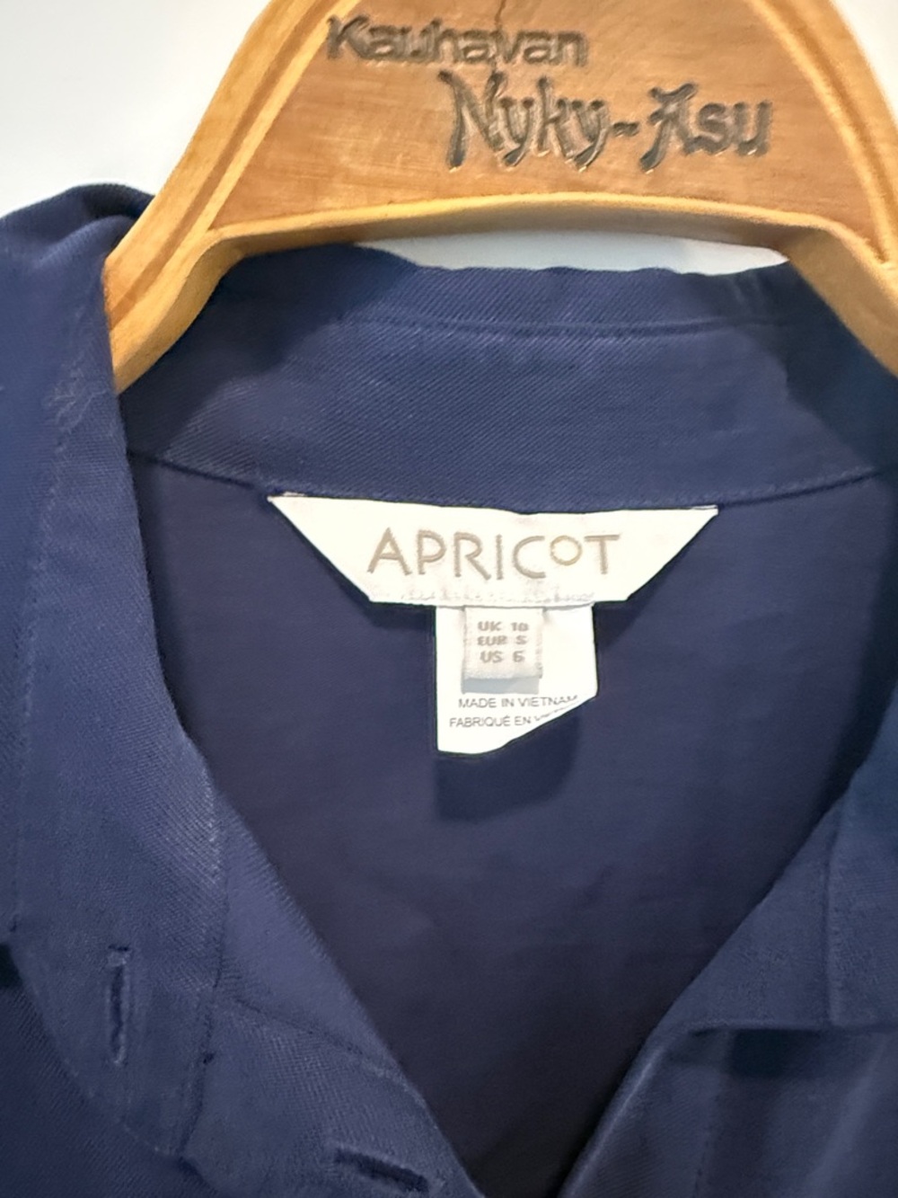 APRICOT Navy Button-Front Gathered Shirt Dress size 6 oversized - Picture 3 of 7